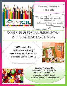 FREE Art & Craft Class @ AIM Center for Independent Living | Downers Grove | Illinois | United States